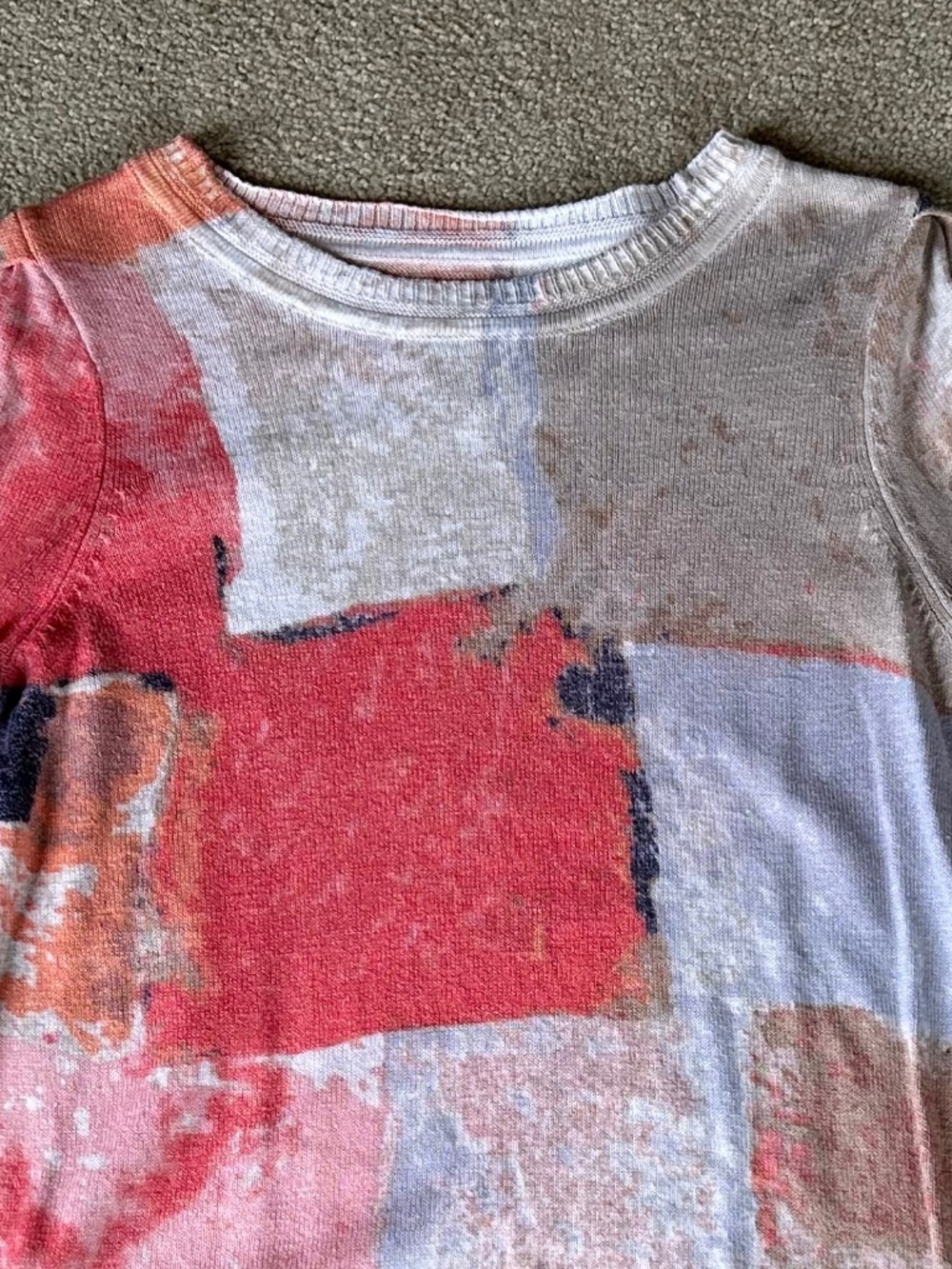 NIC & ZOE Printed Geo Sweater, XS, Puff Sleeve detail